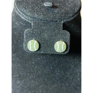 Green Rhinestone Baseball / Softball Earrings